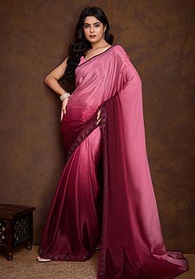 Wine Zari Premium Linen Tissue Saree Set With Blouse