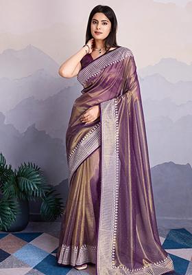 Green Zari Premium Linen Tissue Saree Set With Blouse