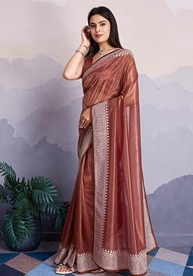 Pink Zari Premium Linen Tissue Saree Set With Blouse