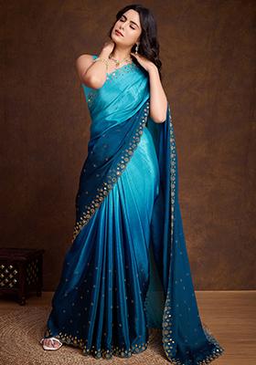 Yellow Diamond Zarkan Tissue Burberry Saree Set With Blouse