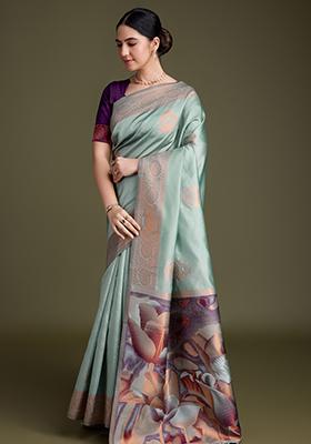 Yellow Embroidered Silk Saree Set With Blouse