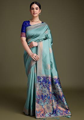 Green Diamond Zarkan Shimmer Saree Set With Blouse