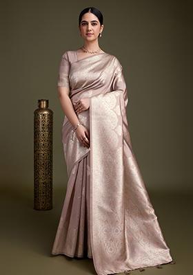 Purple Zari Soft Silk Saree Set With Blouse