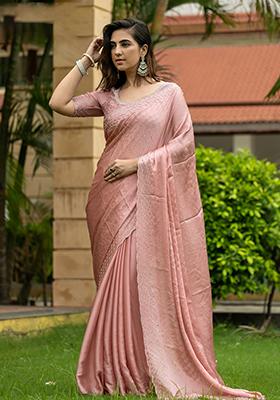 Purple Printed Mysore Brocade Silk Saree Set With Blouse