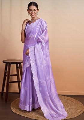 Wine Printed Mysore Brocade Silk Saree Set With Blouse