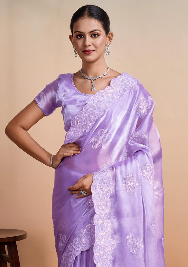 Wine Printed Mysore Brocade Silk Saree Set With Blouse