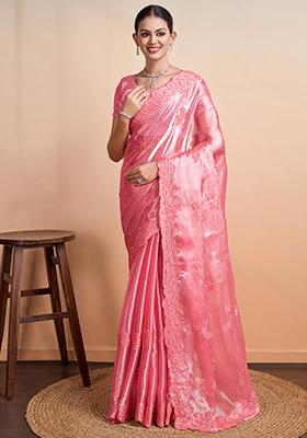 Purple Printed Mysore Brocade Silk Saree Set With Blouse