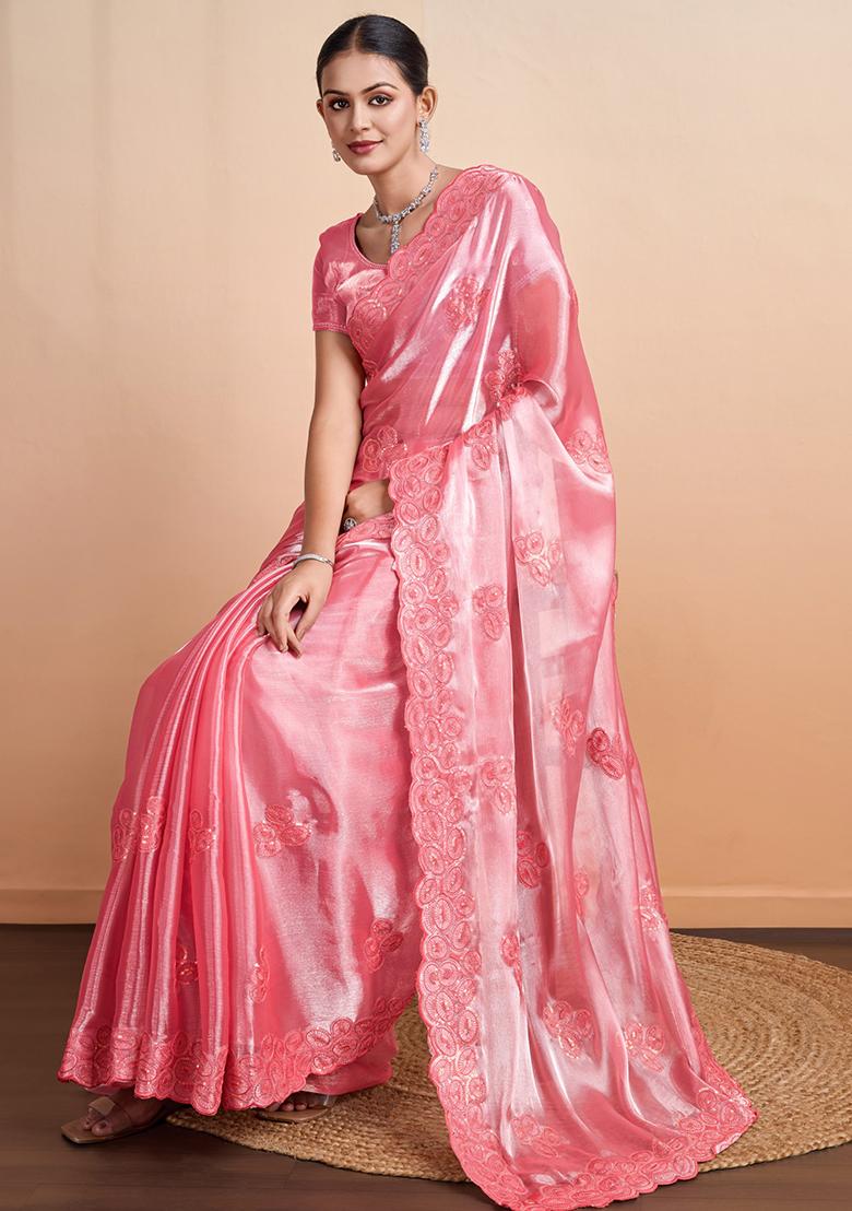 Purple Printed Mysore Brocade Silk Saree Set With Blouse