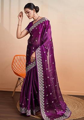 Green Diamond Zarkan Shimmer Saree Set With Blouse