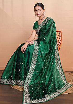 Yellow Embroidered Georgette Saree Set With Blouse