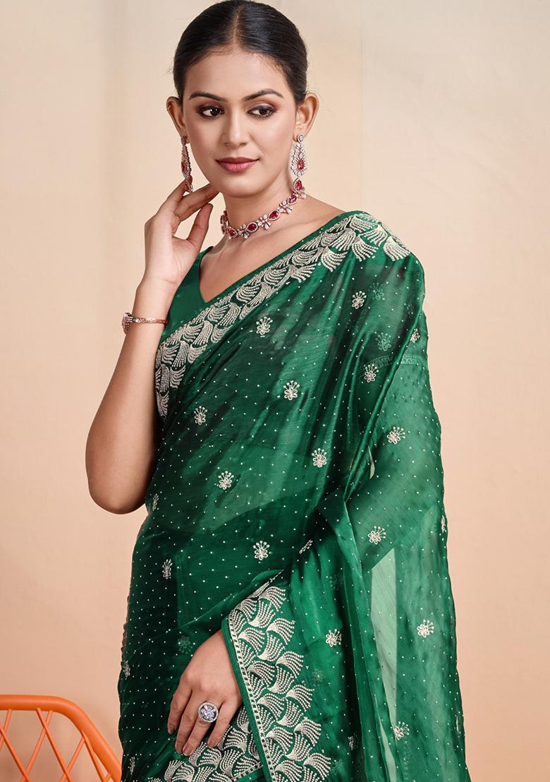 Yellow Embroidered Georgette Saree Set With Blouse