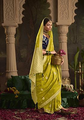 Light Green Weaving Dola Silk Saree Set