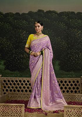 Pink Sequin Embroidered Dola Silk Saree Set