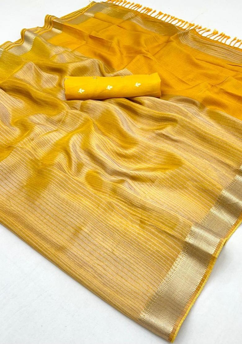 Yellow Weaving Tissue Saree Set