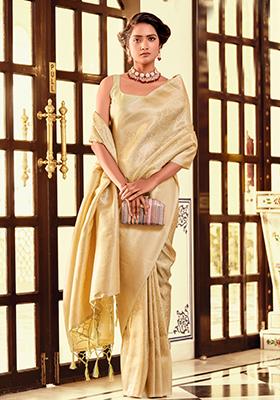 Yellow Zari Work Georgette Saree Set