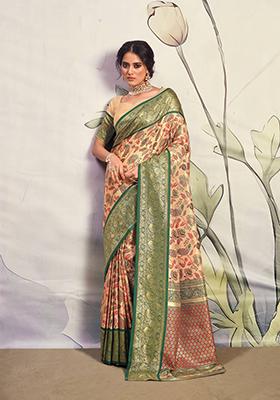 Green Zari Work Silk Saree Set