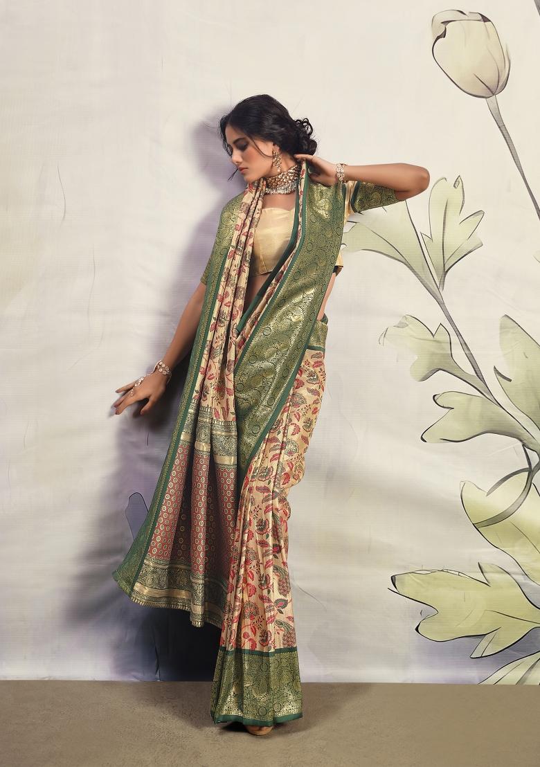 Green Zari Work Silk Saree Set