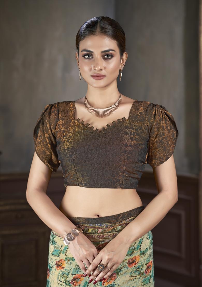 Green Zarkan Work Silk Saree Set