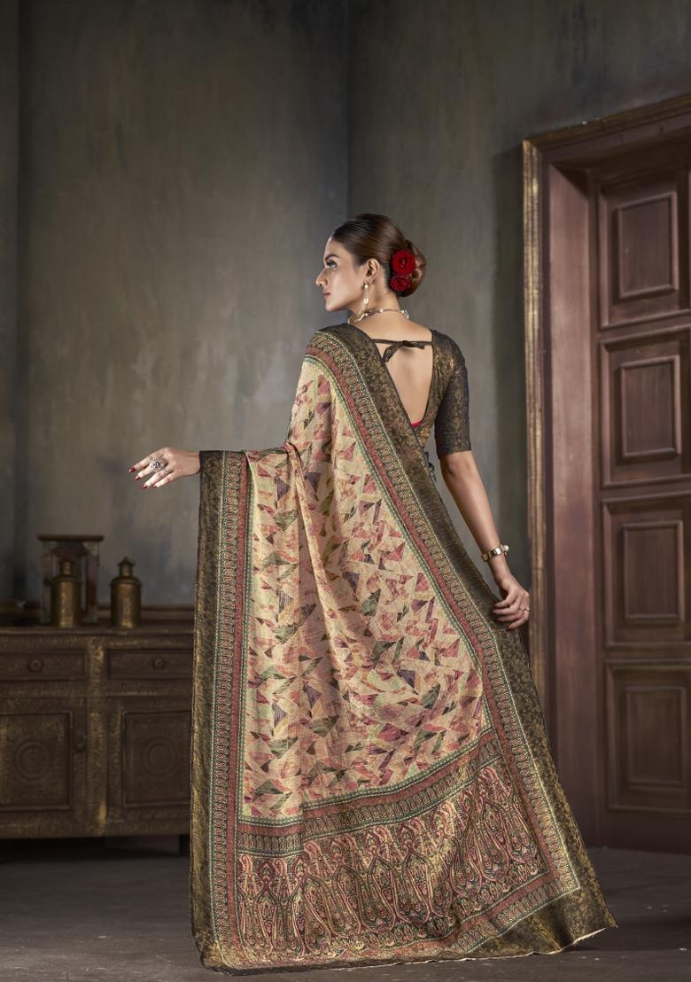 Multi Zarkan Work Silk Saree Set