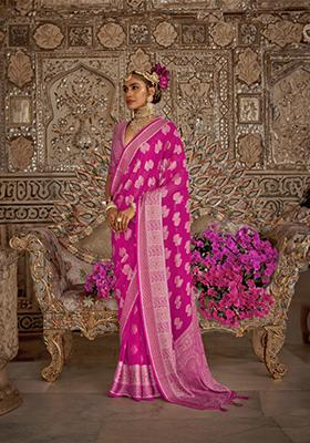 Pink Weaving Georgette Saree Set