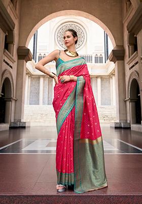 Pink Zardosi Silk Saree Set