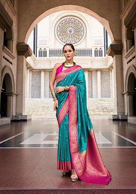 Sea Green Zardosi Silk Saree Set