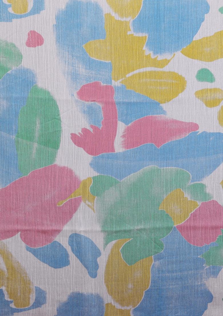 Pink Printed Chiffon Saree Set