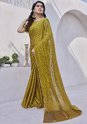 Multi Printed Chinon Saree Set