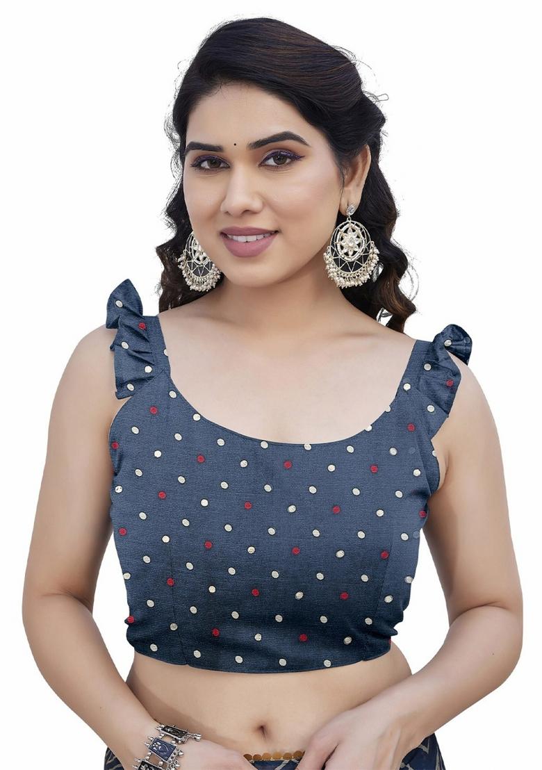 Multi Printed Chinon Saree Set