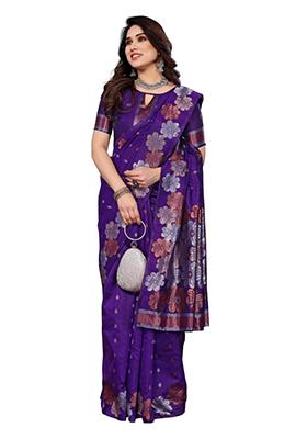 Purple Weaving Silk Saree Set