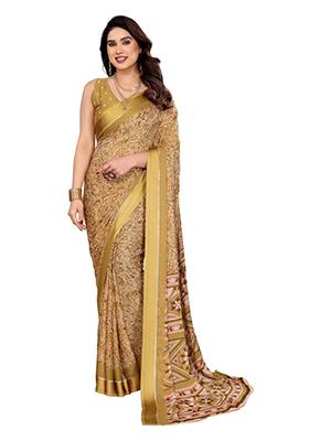 Yellow Printed Moss Saree Set