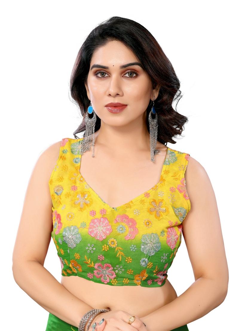 Pink Solid Georgette Saree Set