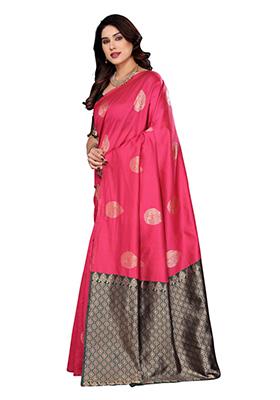 Pink Weaving Silk Saree Set