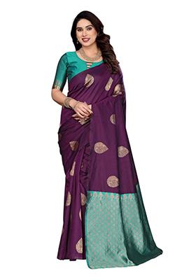 Rama Green Weaving Silk Saree Set