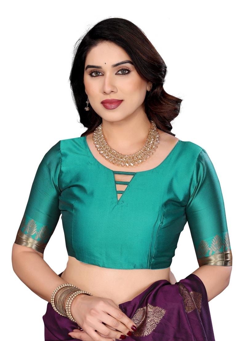 Rama Green Weaving Silk Saree Set