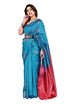Firozi Weaving Silk Saree Set