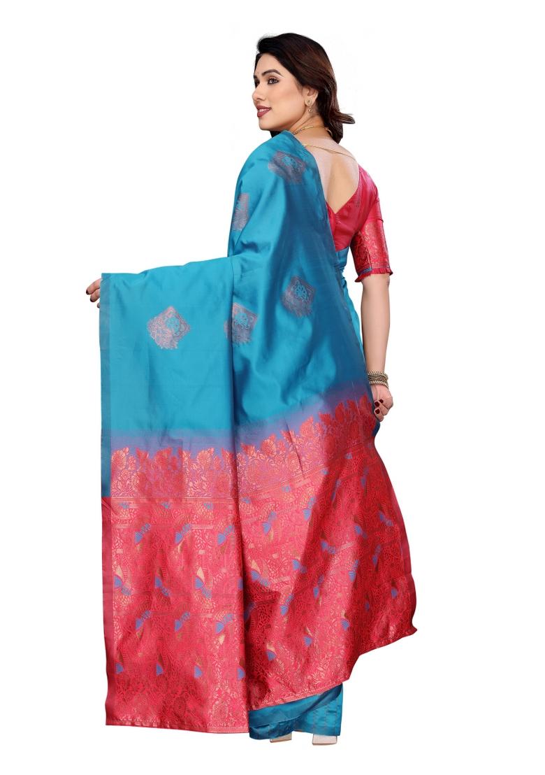 Firozi Weaving Silk Saree Set