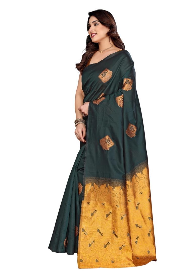 Green Weaving Silk Saree Set