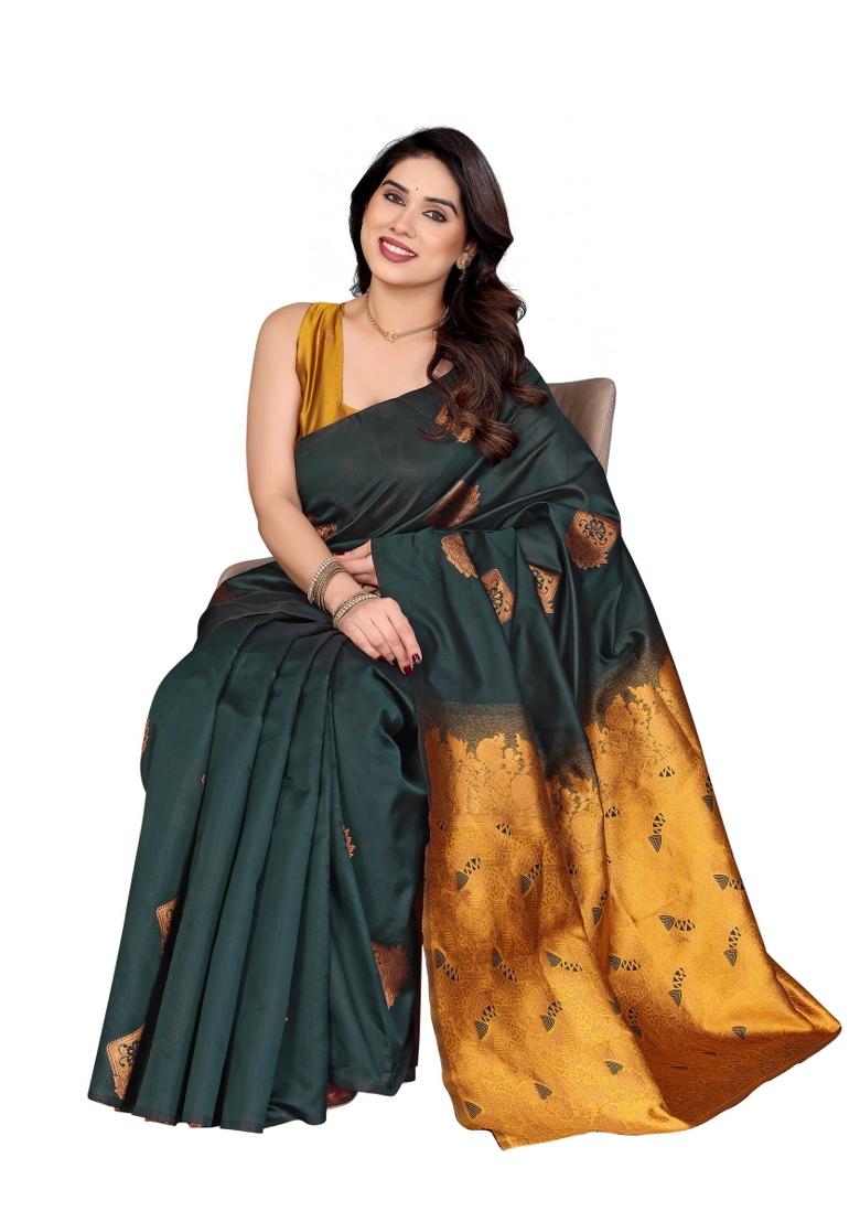 Green Weaving Silk Saree Set