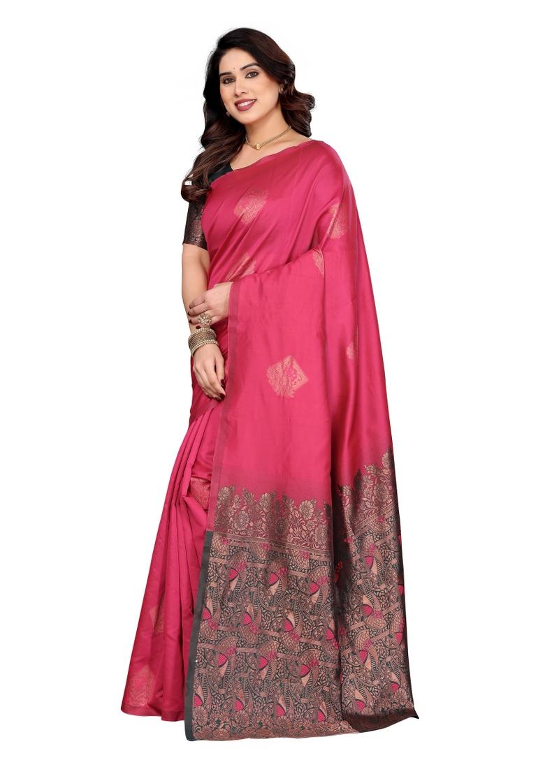 Pink Weaving Silk Saree Set
