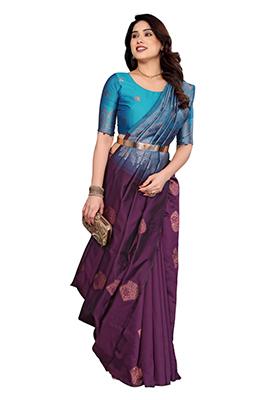 Wine Weaving Silk Saree Set