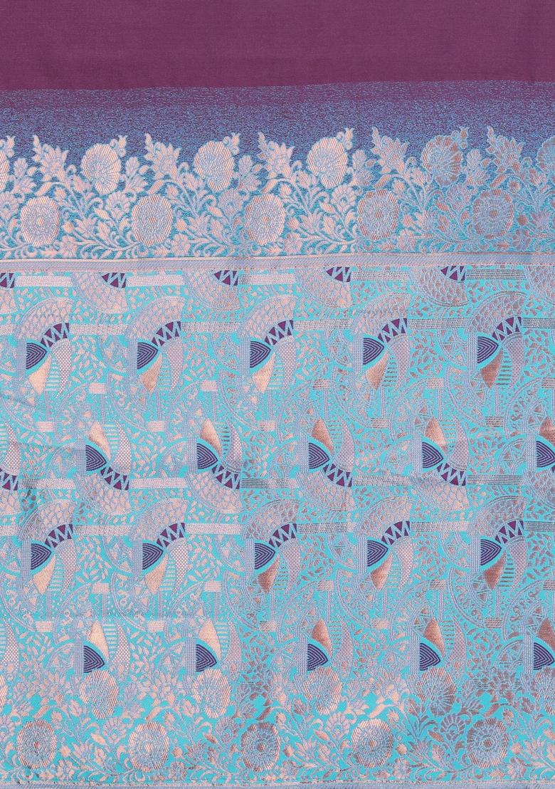 Wine Weaving Silk Saree Set