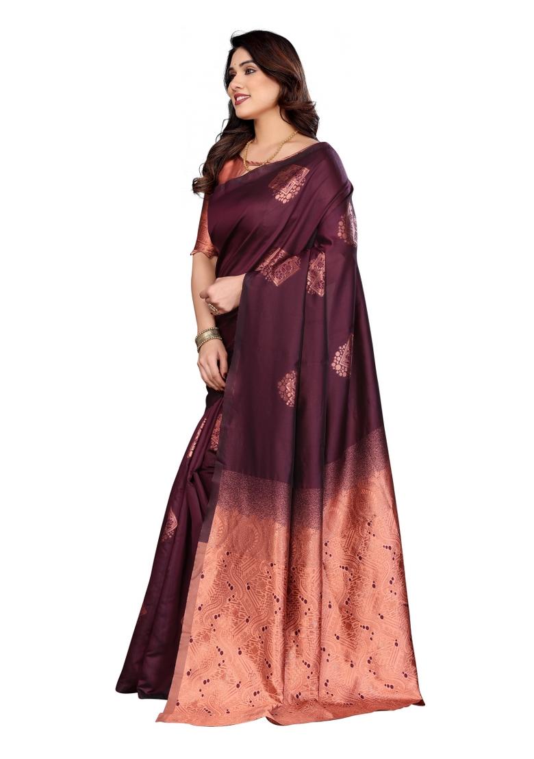 Maroon Weaving Silk Saree Set