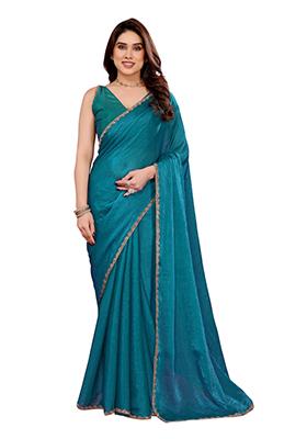 Firozi Solid Jimmy Choo Saree Set