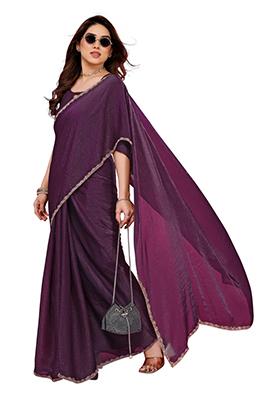 Wine Solid Jimmy Choo Saree Set