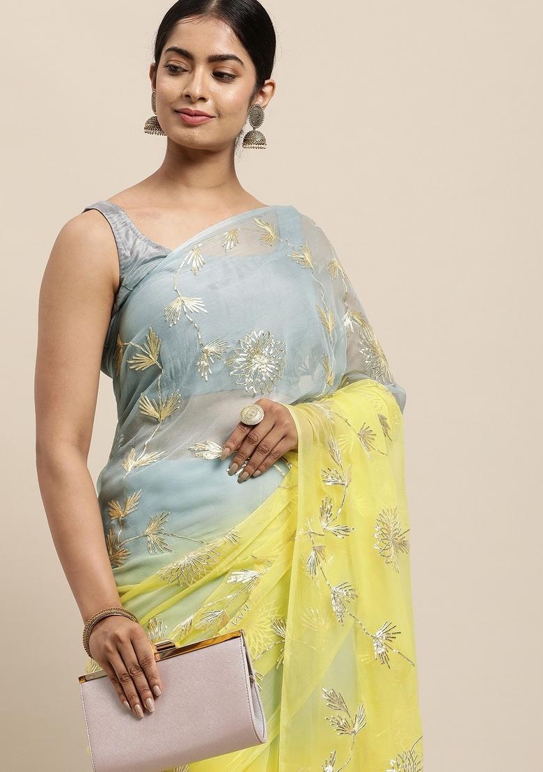 Multi Gotta Patti Silk Saree Set