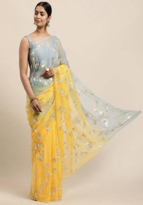 Yellow Gotta Patti Silk Saree Set
