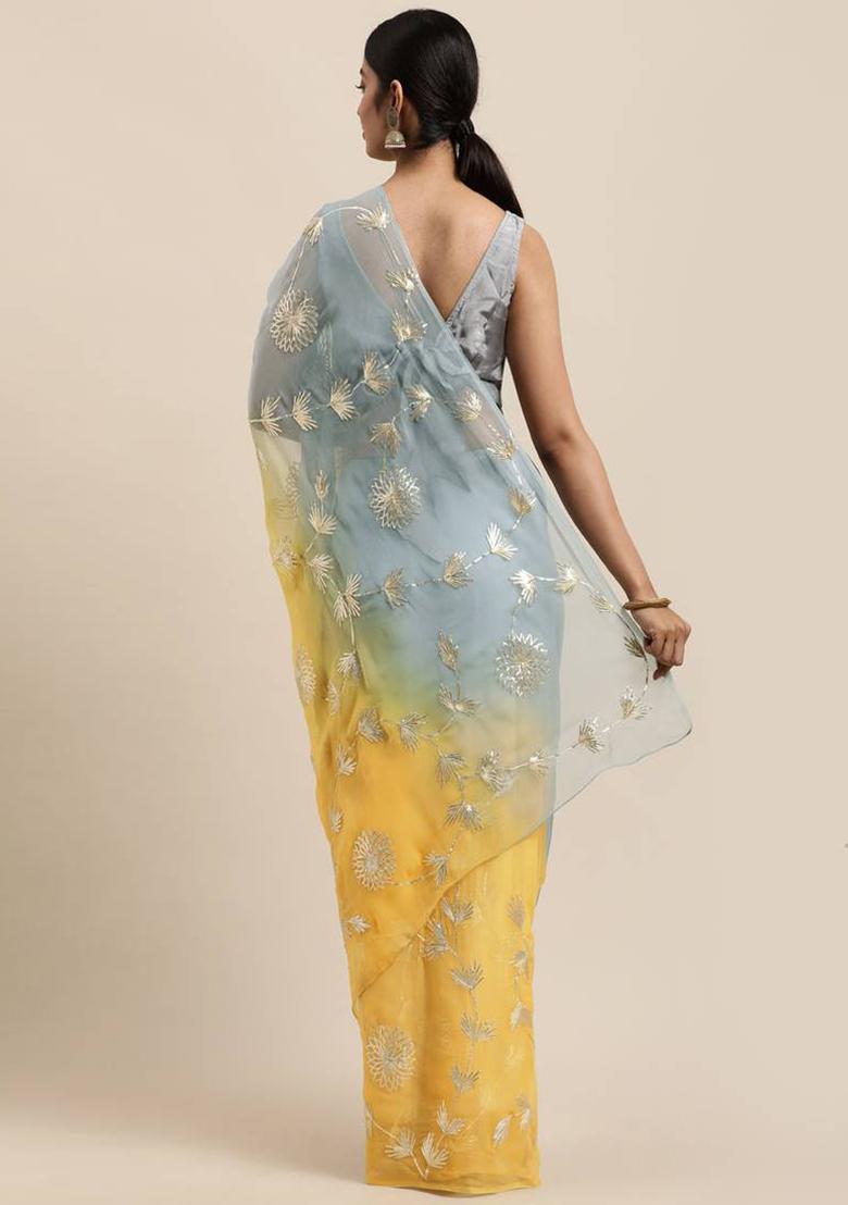 Yellow Gotta Patti Silk Saree Set