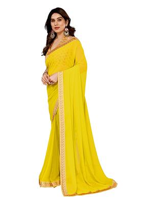 Multi Solid Georgette Saree Set