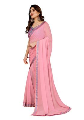 Multi Solid Georgette Saree Set